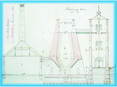 1 Fragment rysunku technicznego przedstawiajcego wielki piec w Hucie Ida